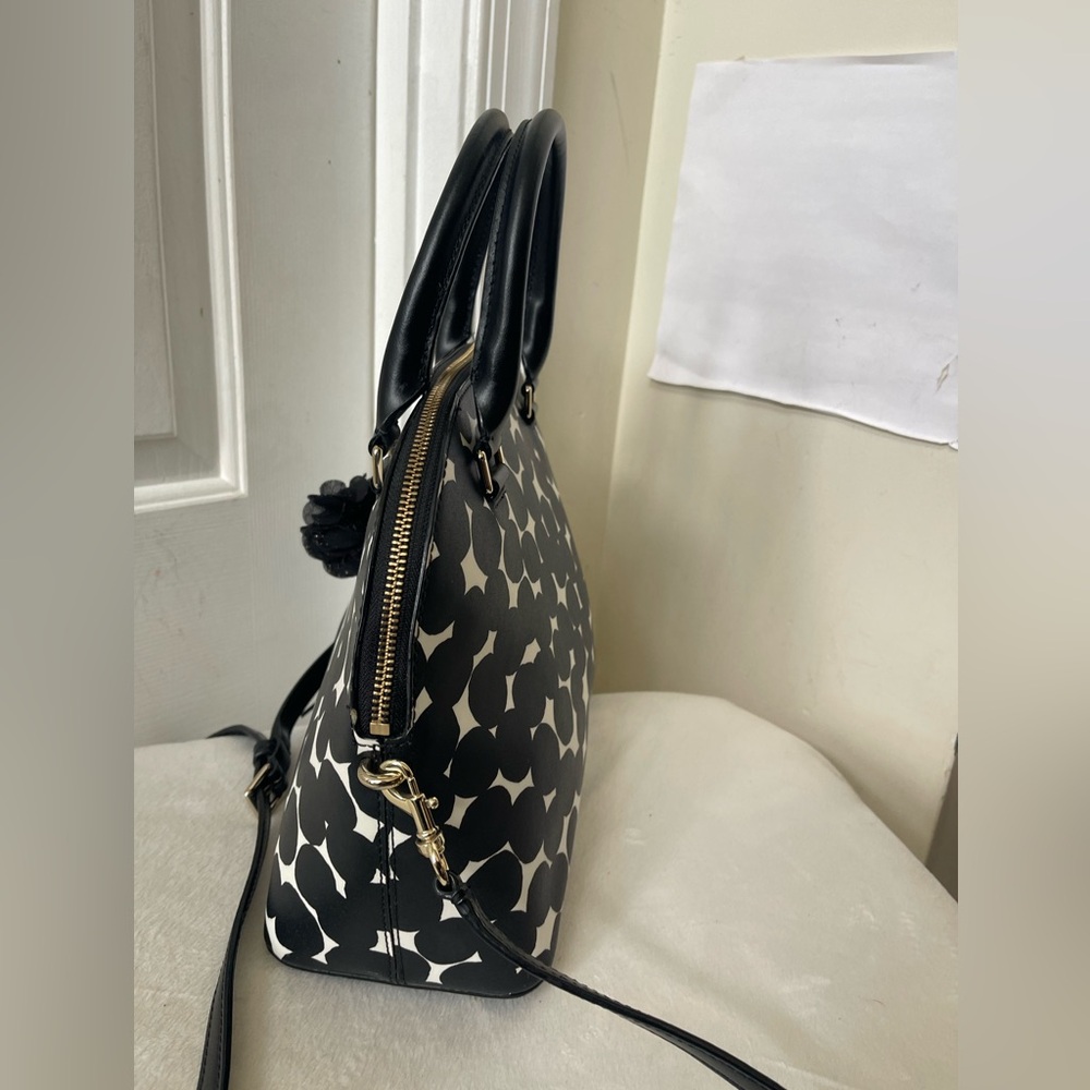 Kate Spade Black and White Polka Dot Satchel like new - Picture 5 of 11